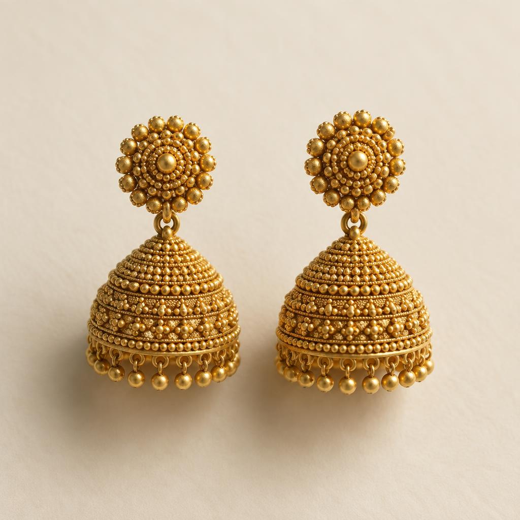 Gold Jhumka Earrings